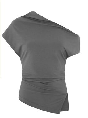NWOT Eudon Choi One-Shoulder Gray Asymmetric Top